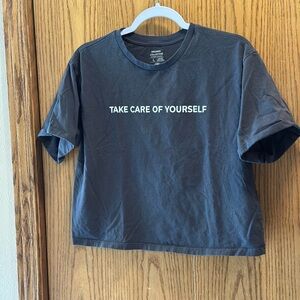 Take Care Of Yourself Boxy Tee - Dark Charcoal Women's size L